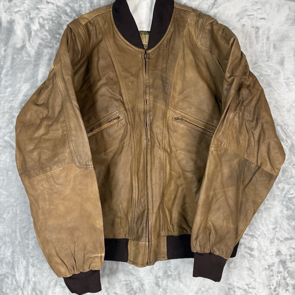 Vintage Men's/Women's Brown Bomber Flight Jacket Size 2XL Map Lining